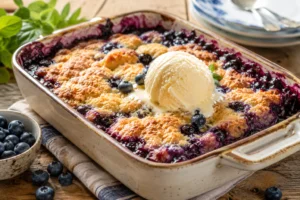 Home recipe for blueberry cobbler with 3 ingredients recipe